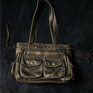 Faux leather shoulder bag